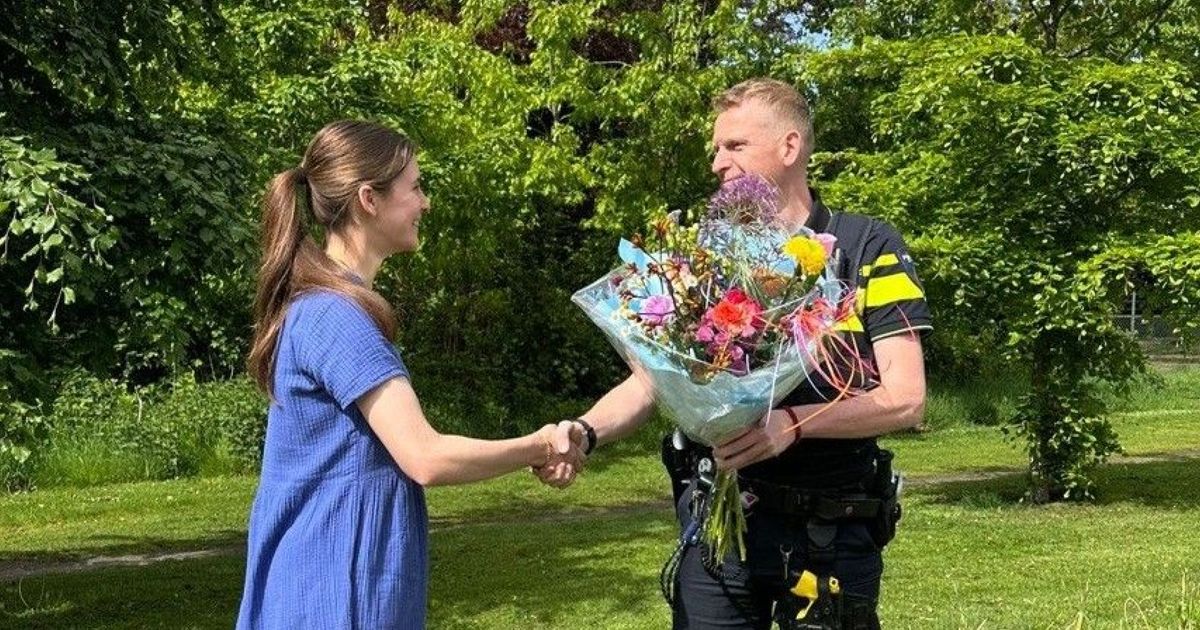 Alerte vrouw krijgt bloemen na 'een van de grootste aanhoudingen'